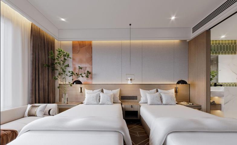 花溪区现代风格酒店双床房LSZ5012-绿松子装饰